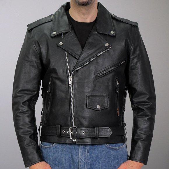 Classic Leather Motorcycle Jacket Genuine Cowhide Brand New